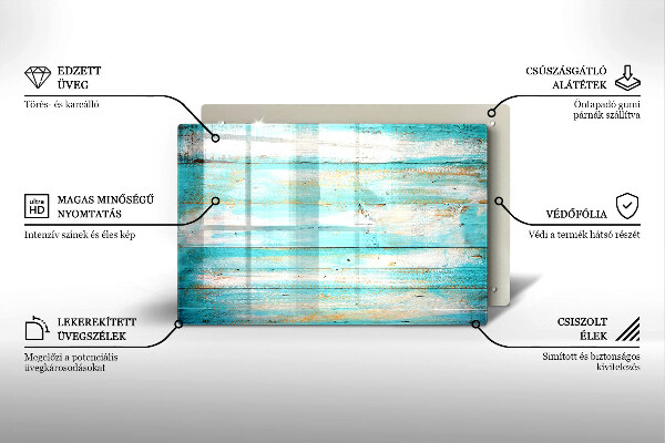 Glas Herdabdeckplatte Vintage-Holzbretter