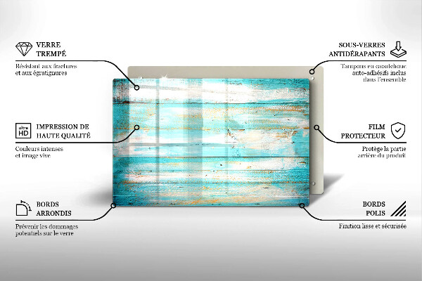 Glas Herdabdeckplatte Vintage-Holzbretter