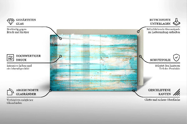 Glas Herdabdeckplatte Vintage-Holzbretter
