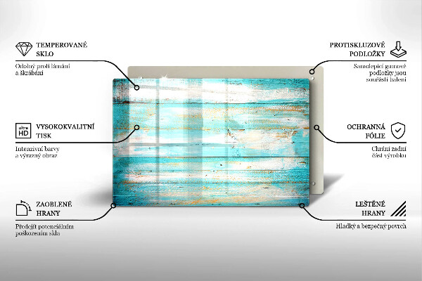 Glas Herdabdeckplatte Vintage-Holzbretter