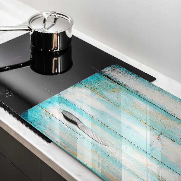 Glas Herdabdeckplatte Vintage-Holzbretter