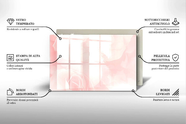 Glas Herdabdeckplatte Pastellrosen-Hintergrund
