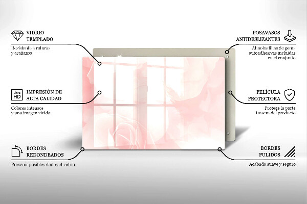 Glas Herdabdeckplatte Pastellrosen-Hintergrund