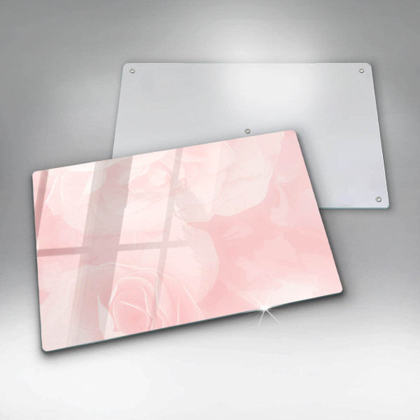 Glas Herdabdeckplatte Pastellrosen-Hintergrund