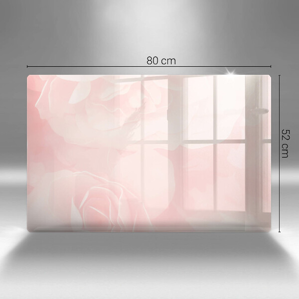 Glas Herdabdeckplatte Pastellrosen-Hintergrund