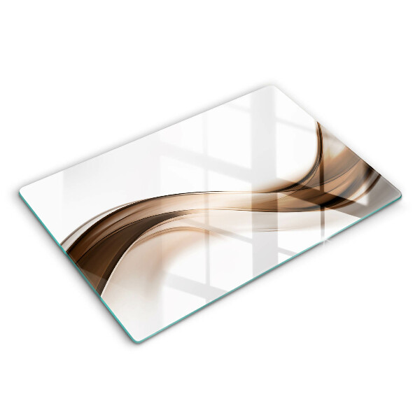 Glas Herdabdeckplatte Abstrakte braune Linien