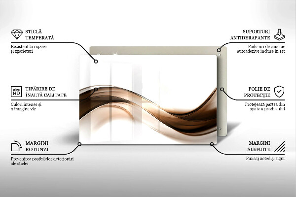 Glas Herdabdeckplatte Abstrakte braune Linien