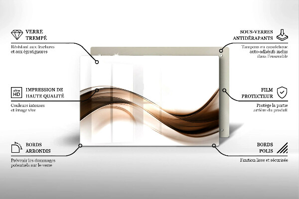 Glas Herdabdeckplatte Abstrakte braune Linien