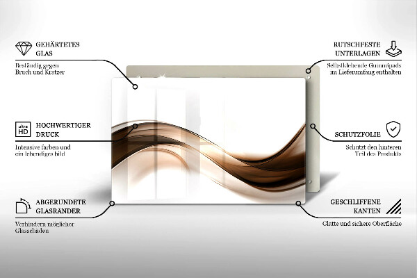 Glas Herdabdeckplatte Abstrakte braune Linien