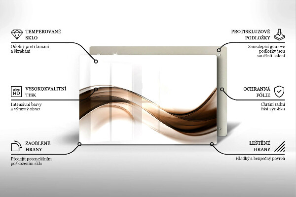 Glas Herdabdeckplatte Abstrakte braune Linien