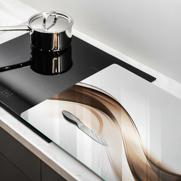 Glas Herdabdeckplatte Abstrakte braune Linien