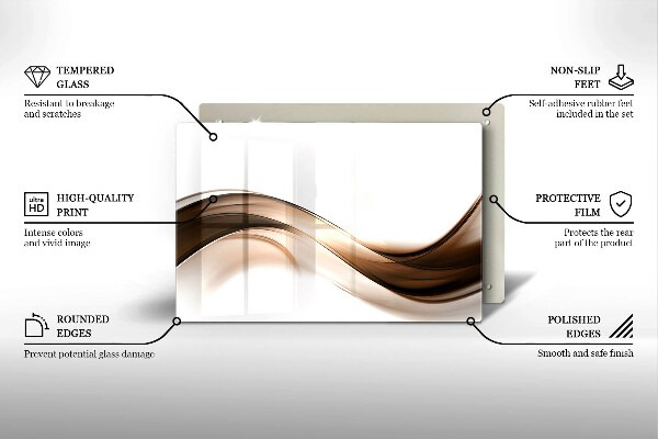 Glas Herdabdeckplatte Abstrakte braune Linien