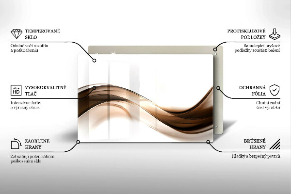 Glas Herdabdeckplatte Abstrakte braune Linien