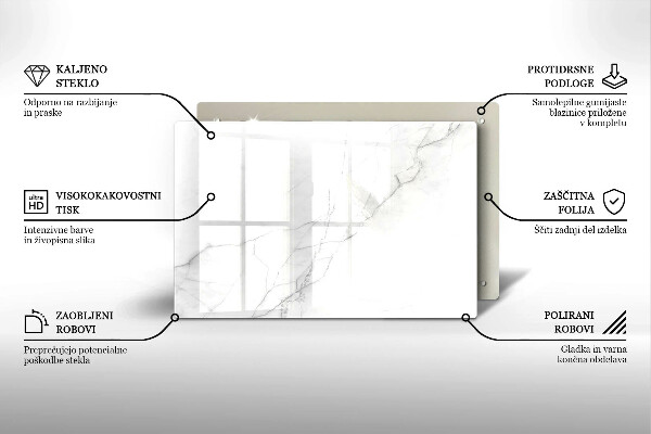 Glas Herdabdeckplatte Marmorsteinhintergrund