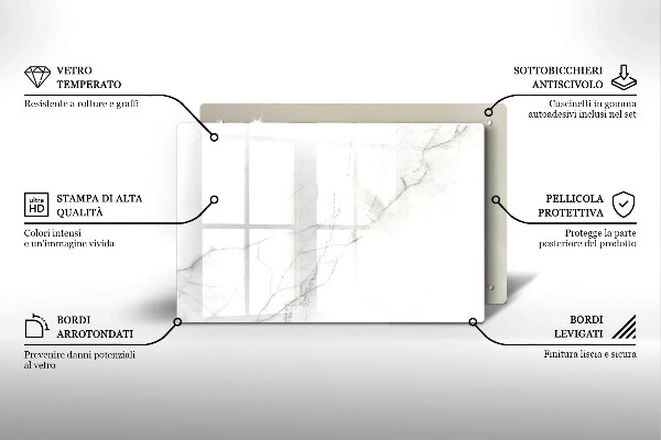 Glas Herdabdeckplatte Marmorsteinhintergrund