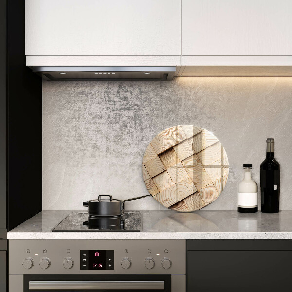 Glas Ceranfeldabdeckung Spritzschutz Holzquadrate