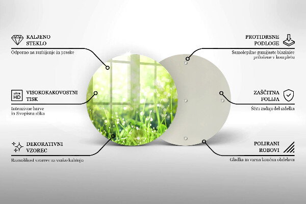 Glas Herdabdeckplatte Natur - Gras und Tau
