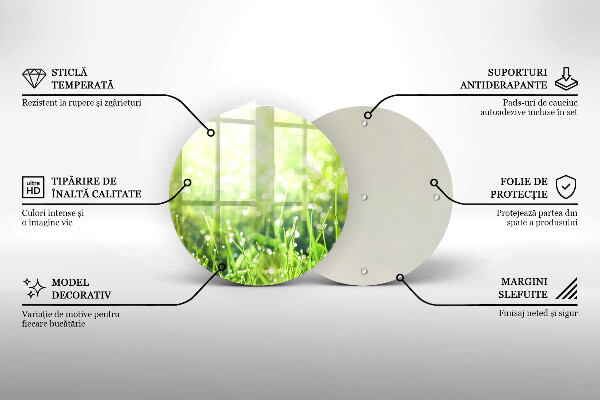 Glas Herdabdeckplatte Natur - Gras und Tau