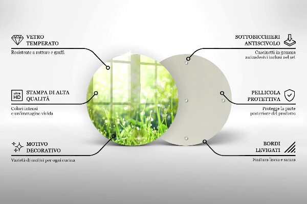 Glas Herdabdeckplatte Natur - Gras und Tau