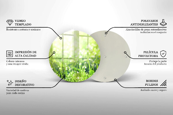 Glas Herdabdeckplatte Natur - Gras und Tau