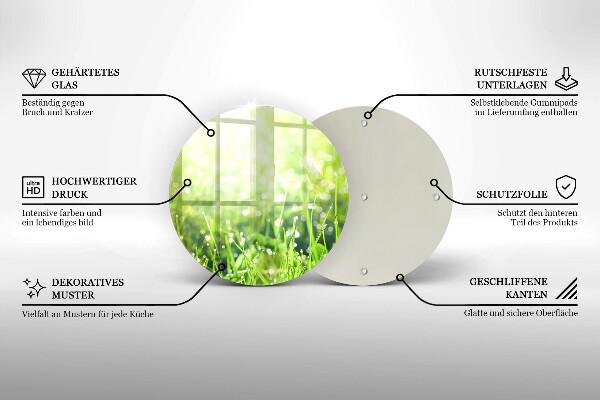 Glas Herdabdeckplatte Natur - Gras und Tau