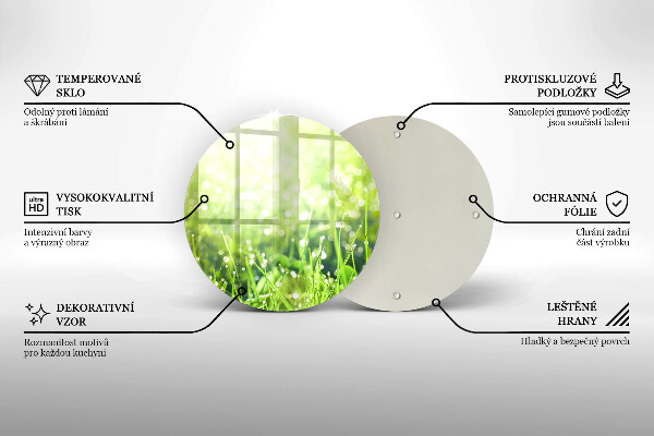 Glas Herdabdeckplatte Natur - Gras und Tau