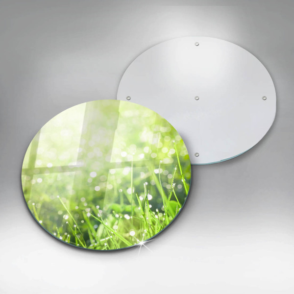 Glas Herdabdeckplatte Natur - Gras und Tau