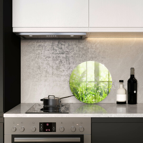 Glas Herdabdeckplatte Natur - Gras und Tau