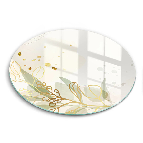 Glas Ceranfeldabdeckung Spritzschutz Aquarell und Blattgold