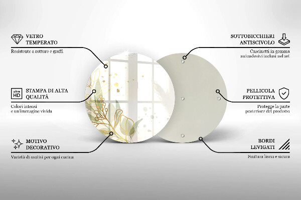 Glas Ceranfeldabdeckung Spritzschutz Aquarell und Blattgold