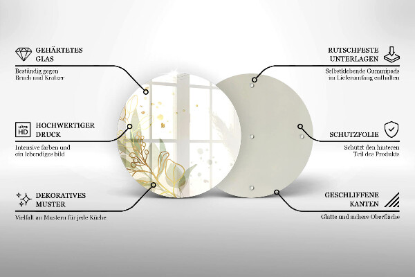 Glas Ceranfeldabdeckung Spritzschutz Aquarell und Blattgold