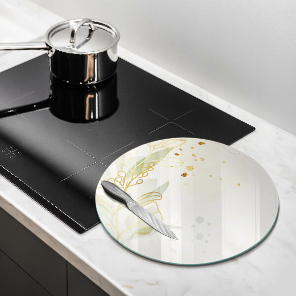 Glas Ceranfeldabdeckung Spritzschutz Aquarell und Blattgold