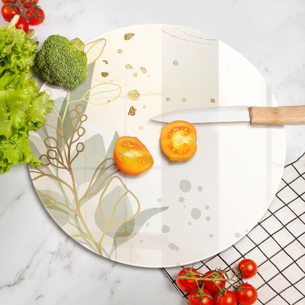 Glas Ceranfeldabdeckung Spritzschutz Aquarell und Blattgold