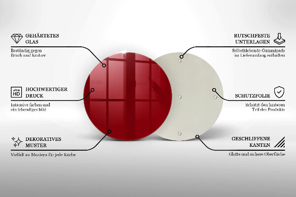 Glas Herdabdeckplatte rote Farbe