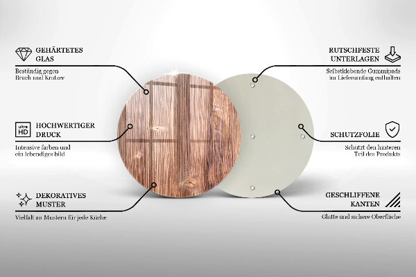 Glas Ceranfeldabdeckung Naturholz