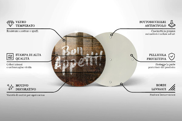 Glas Ceranfeldabdeckung Bon appetit Inschriftentafeln