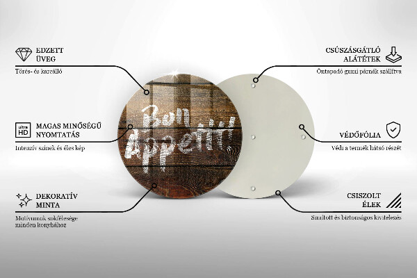 Glas Ceranfeldabdeckung Bon appetit Inschriftentafeln