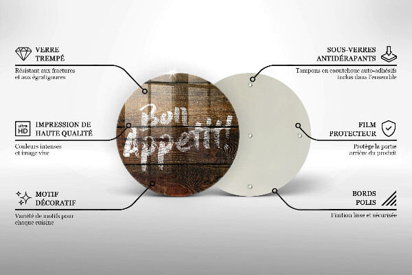 Glas Ceranfeldabdeckung Bon appetit Inschriftentafeln
