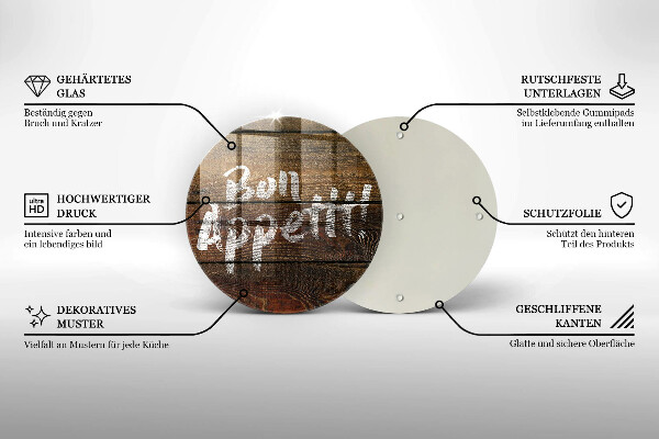 Glas Ceranfeldabdeckung Bon appetit Inschriftentafeln