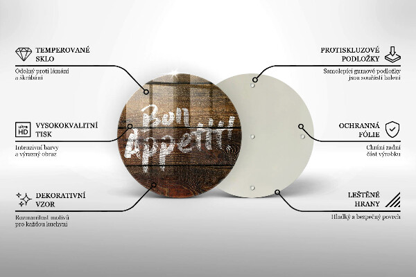 Glas Ceranfeldabdeckung Bon appetit Inschriftentafeln