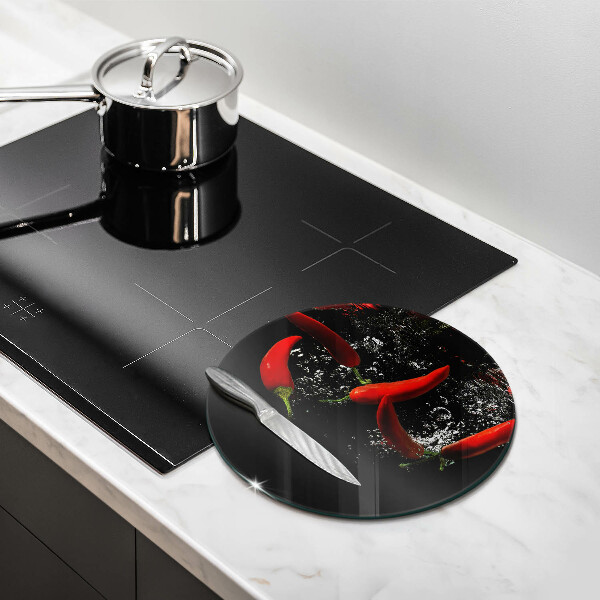 Glas Ceranfeldabdeckung Chilischoten in Wasser