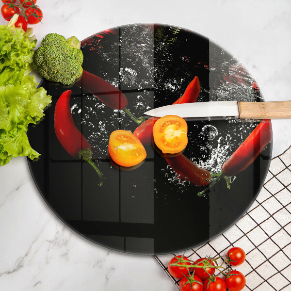 Glas Ceranfeldabdeckung Chilischoten in Wasser