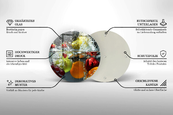 Glas Ceranfeldabdeckung Saftige Frucht in Wasser