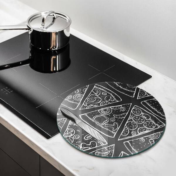 Glas Ceranfeldabdeckung Spritzschutz Pizzaillustration