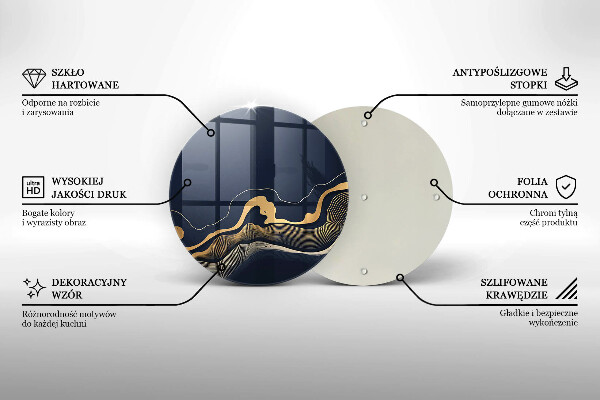 Glas Herdabdeckplatte Abstrakte goldene Linien