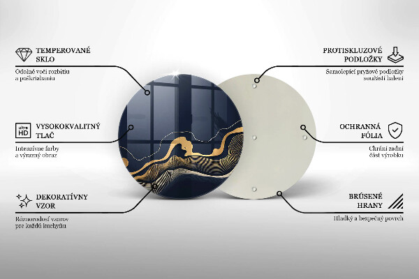 Glas Herdabdeckplatte Abstrakte goldene Linien
