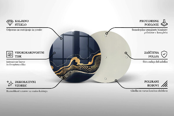 Glas Herdabdeckplatte Abstrakte goldene Linien