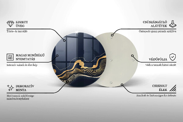 Glas Herdabdeckplatte Abstrakte goldene Linien