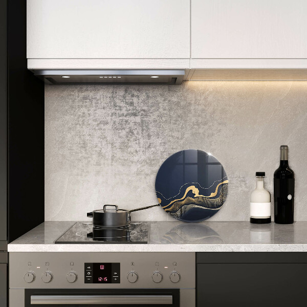 Glas Herdabdeckplatte Abstrakte goldene Linien