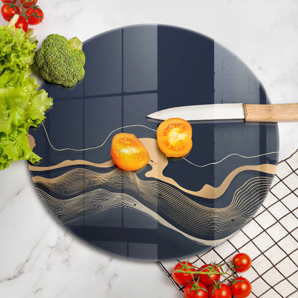 Glas Herdabdeckplatte Abstrakte goldene Linien